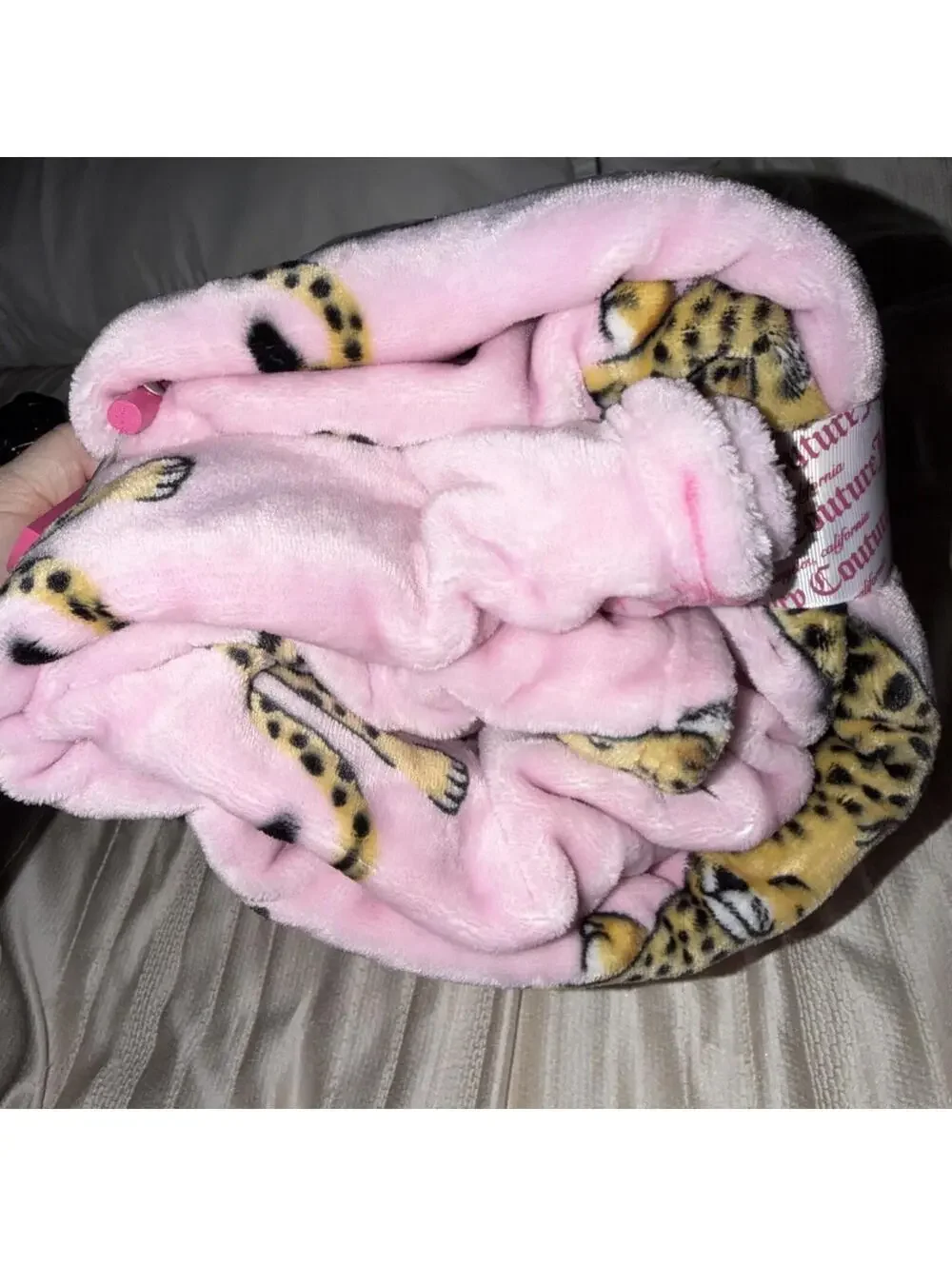 Juicy Couture Throw Blanket  Pink Leopard